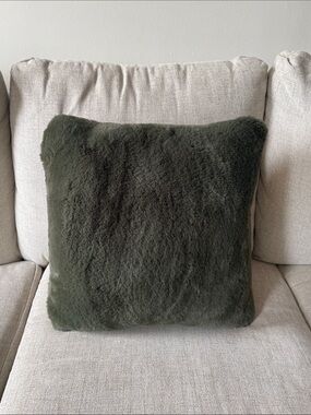 Anthropologie Sophie Faux Fur Throw Pillow - Holly Green